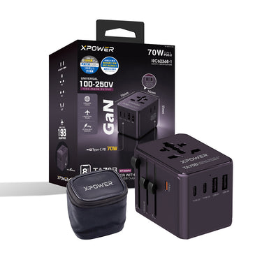 (預售產品)(追加新色)XPower TA70B 8輸出 PD/PPS 70W Gan旅行充電器 (酒紅紫色)