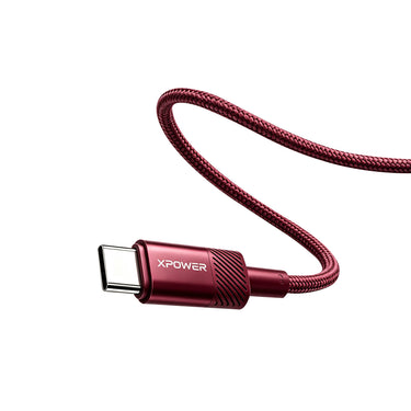 (預售產品)XPower CC240D 鋁合金 240W PD3.1編織高速傳輸數據充電線 (酒紅色)