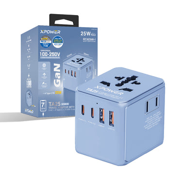 (預售產品)(全新配色)XPower TA25 7輸出 PD/PPS 25W Gan旅行充電器 (冰藍色)