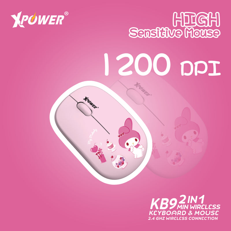 (預售產品)XPower x Sanrio My Melody KB9 2合1 2.4G 無線鍵盤滑鼠套裝