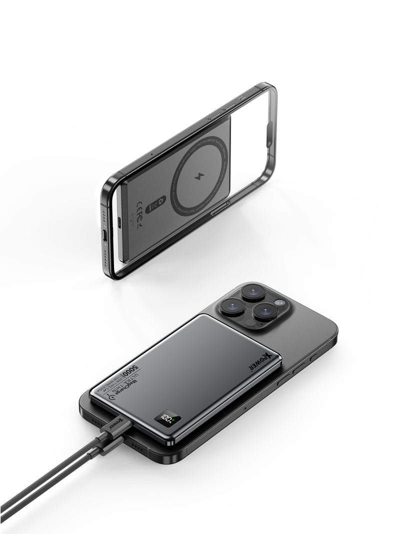 (隨機顏色)XPower M5K 3合1鋁合金數顯 5000mAh PD3.0+磁吸無線外置充電器(隨機顏色)