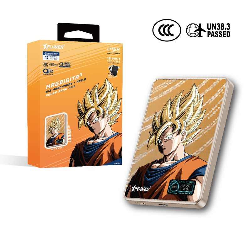 (3C可追溯二維碼)XPower x 龍珠Z MagDigita² 彩屏顯示鋁合金外殼 10000mAh PD3.0+QI2磁吸移動電源 (悟空) MDT2