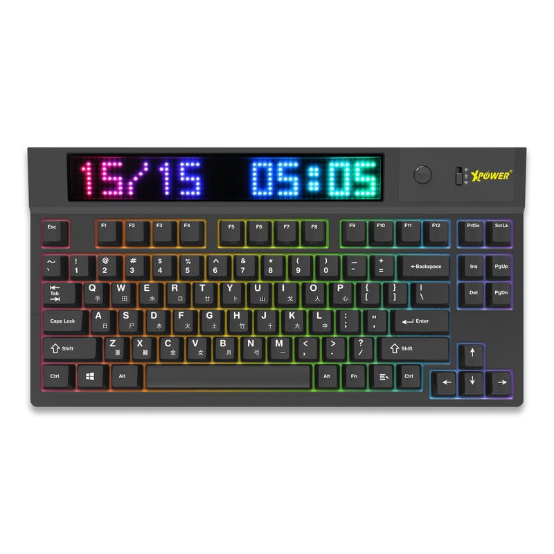 XPower Quaoar Triple-Mode Hot-Swappable Mechanical Keyboard with LED Dot Matrix Screen