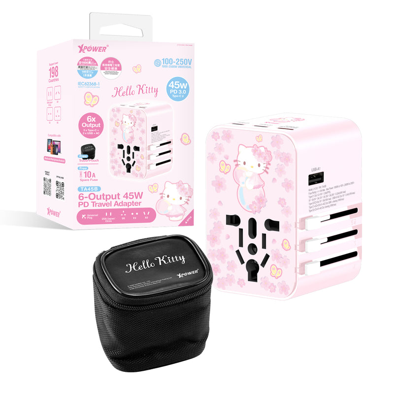 XPower x Sanrio Hello Kitty TA45B 45W 6输出 PD3.0/PPS快充旅行充电器(HK2)
