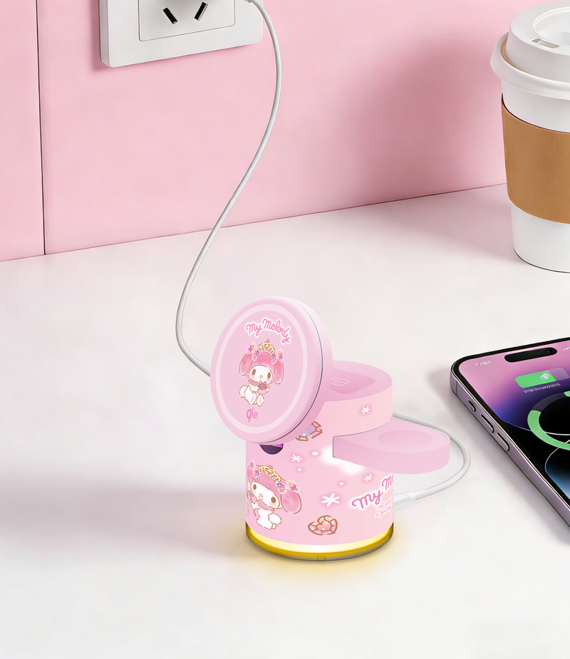 XPower x Sanrio My Melody GE1 Qi2迷你掌心5合1 MagCharge 15W磁吸无线充电座