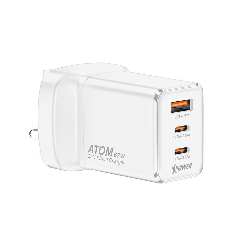 XPower ATOM 67W PD3.0/PPS/QC 迷你摺腳快充GaN充電器