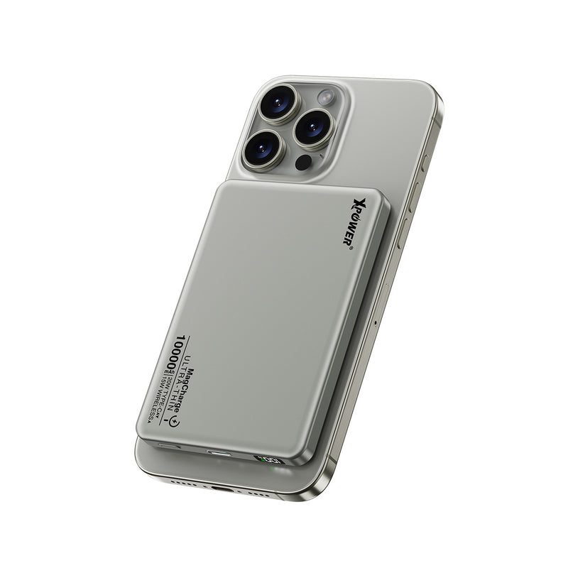(3C可追溯二維碼)XPower M10K 3合1鋁合金數顯 10000mAh PD3.0+磁吸無線外置充電器