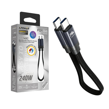 XPower 迷你鋅合金磁吸 CC240C 240W  PD3.1編織高速傳輸充電線