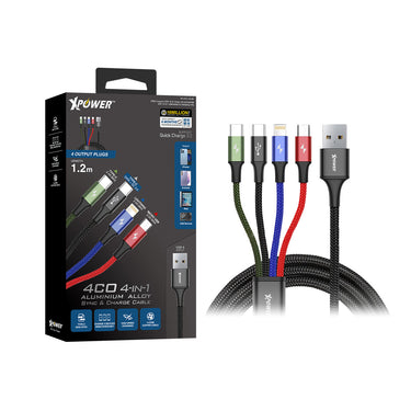 XPower 4CO 4合1鋁合金檔案傳輸快充線