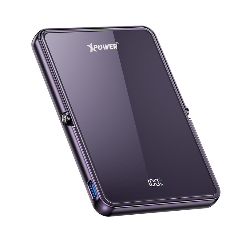 (隨機顏色)(外殼不完美)XPower M5K2 5合1鋅合金支架數顯 5000mAh PD3.0+QI2 磁吸移動電源