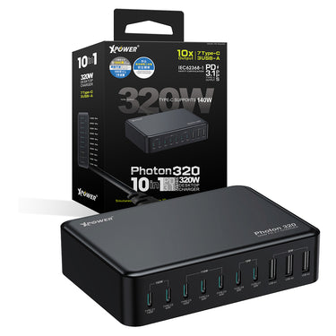 XPower PHOTON 320 320W 10 合 1  PD3.1/PPS 桌上型快速充電器