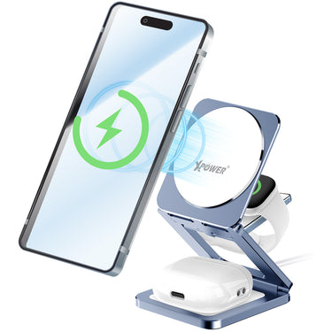 XPower WLS24 全球最薄鋁合金 3合1 Qi2 折疊式磁吸無線充電座