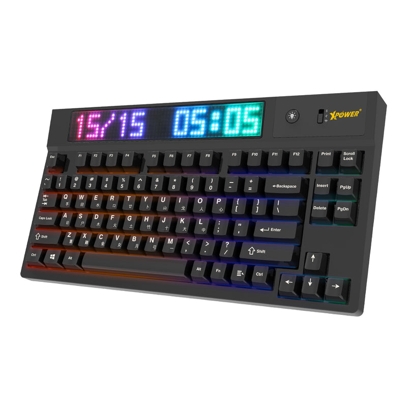 XPower Quaoar Triple-Mode Hot-Swappable Mechanical Keyboard with LED Dot Matrix Screen