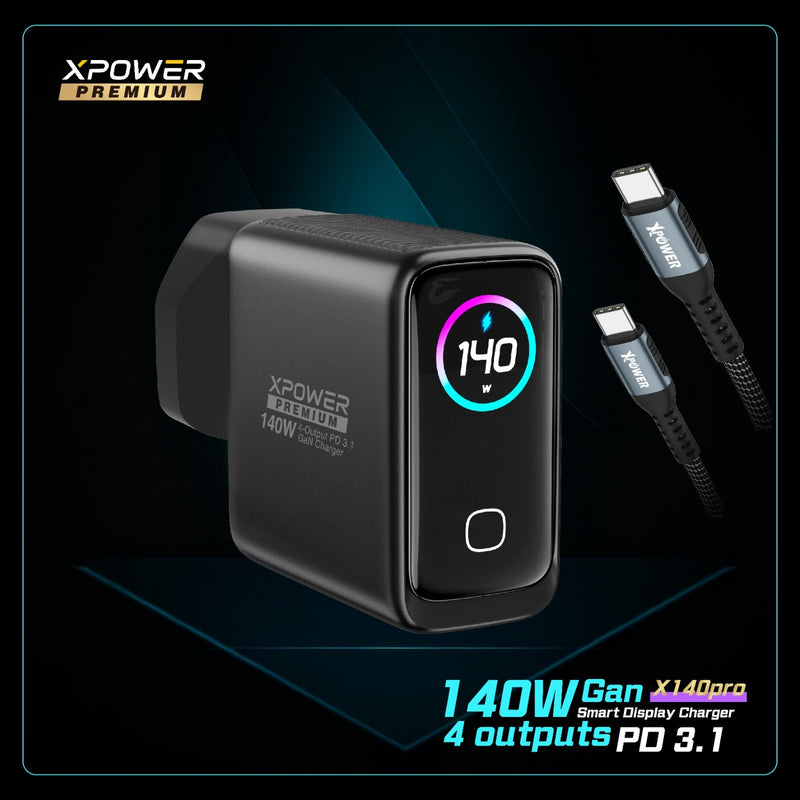 XPower PREMIUM 最新 X140Pro 140W GaN充電器 X140 (送 240W PD 1米 Type-C 快充線)