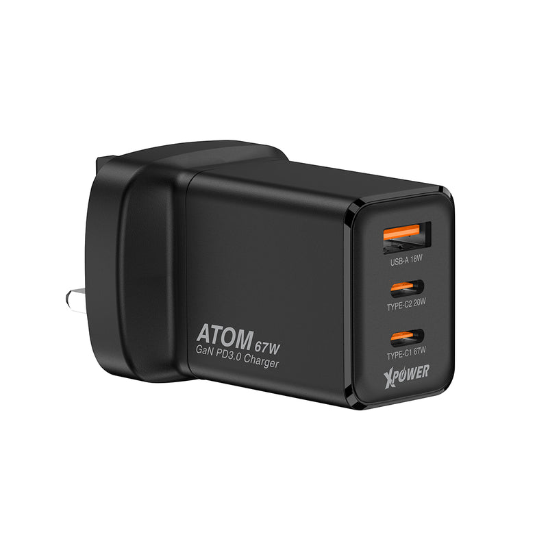 XPower ATOM 67W PD3.0/PPS/QC 迷你摺腳快充GaN充電器