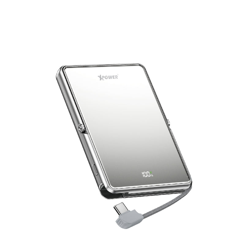 (隨機顏色)(外殼不完美)XPower M10K2 5合1鋅合金支架數顯  10000mAh PD3.0+QI2 磁吸移動電源