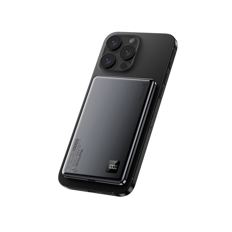 (隨機顏色)XPower M5K 3合1鋁合金數顯 5000mAh PD3.0+磁吸無線外置充電器(隨機顏色)
