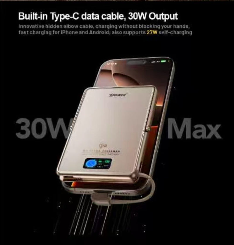 (3C可追溯二維碼)XPower M1 Ultra半固態3C版TFT 彩屏顯示 QI2 Magcharge 10000mAh磁吸行動電源