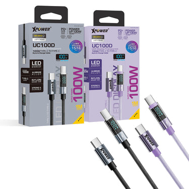 XPower UC100D 1M LED顯示 100W高速傳輸充電 Type-C>Type-C線