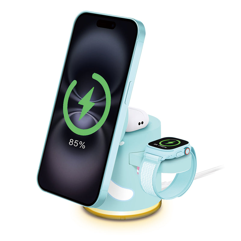 XPower x Sanrio Cinnamoroll GE1 Qi2迷你掌心5合1 MagCharge 15W磁吸无线充电座