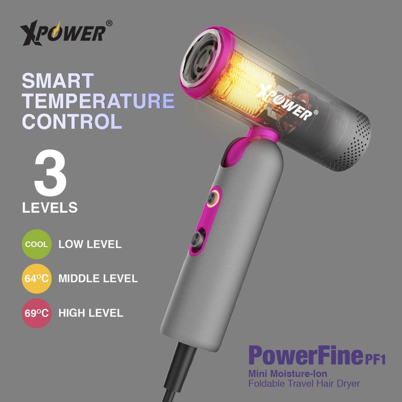 XPower POWERFINE PF1 极致轻巧可折叠100-240V负离子护发旅行风筒