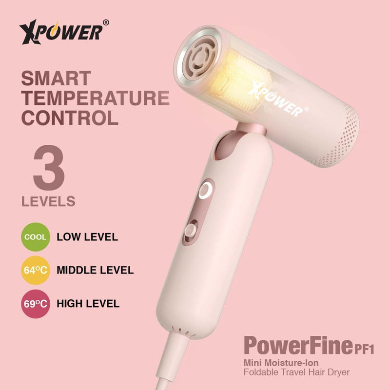 XPower POWERFINE PF1 极致轻巧可折叠100-240V负离子护发旅行风筒