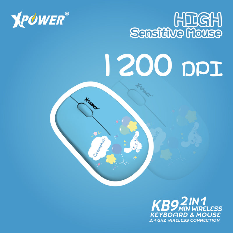 (预售产品)XPower x Sanrio Cinnamoroll KB9 2合1 2.4G 无线键盘鼠标套装