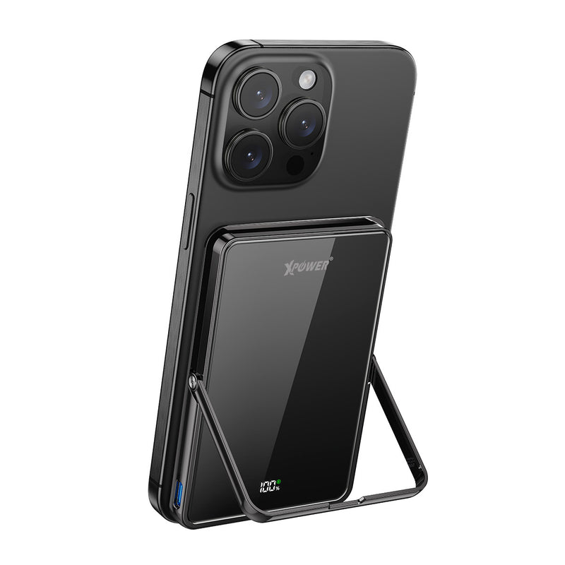 (隨機顏色)(外殼不完美)XPower M5K2 5合1鋅合金支架數顯 5000mAh PD3.0+QI2 磁吸移動電源