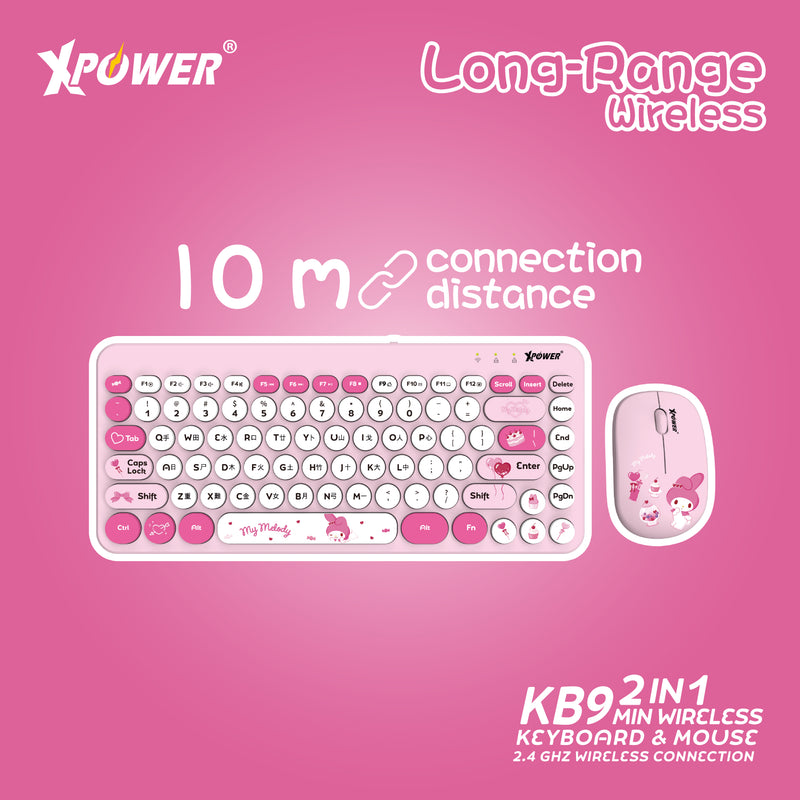 (預售產品)XPower x Sanrio My Melody KB9 2合1 2.4G 無線鍵盤滑鼠套裝