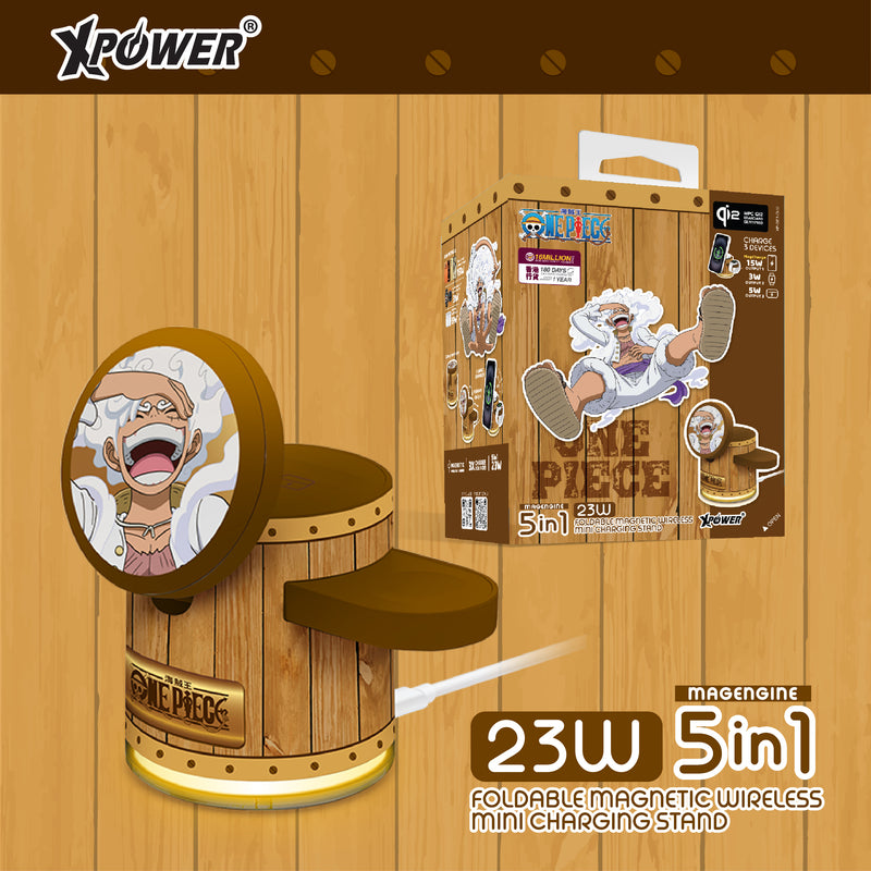 XPower x One Piece GE1 Qi2迷你掌心5合1 MagCharge 15W磁吸无线充电座