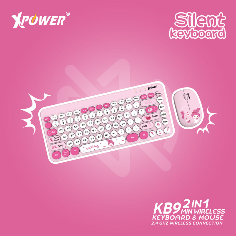 (預售產品)XPower x Sanrio My Melody KB9 2合1 2.4G 無線鍵盤滑鼠套裝