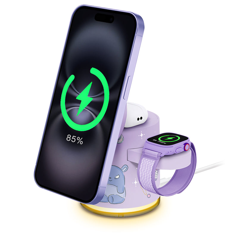 XPower x Sanrio Kuromi GE1 Qi2迷你掌心5合1 MagCharge 15W磁吸無線充電座