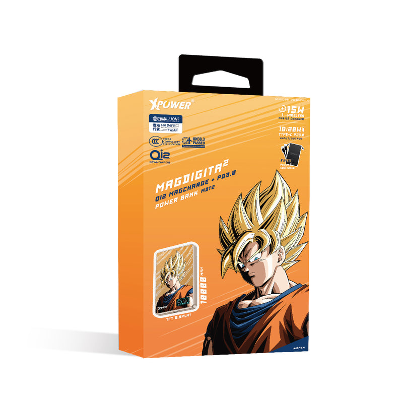 (3C可追溯二維碼)XPower x 龍珠Z MagDigita² 彩屏顯示鋁合金外殼 10000mAh PD3.0+QI2磁吸移動電源 (悟空) MDT2