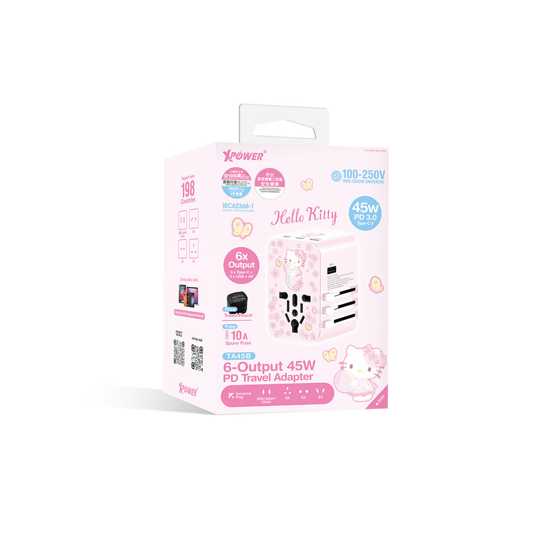 XPower x Sanrio Hello Kitty TA45B 45W 6输出 PD3.0/PPS快充旅行充电器(HK2)