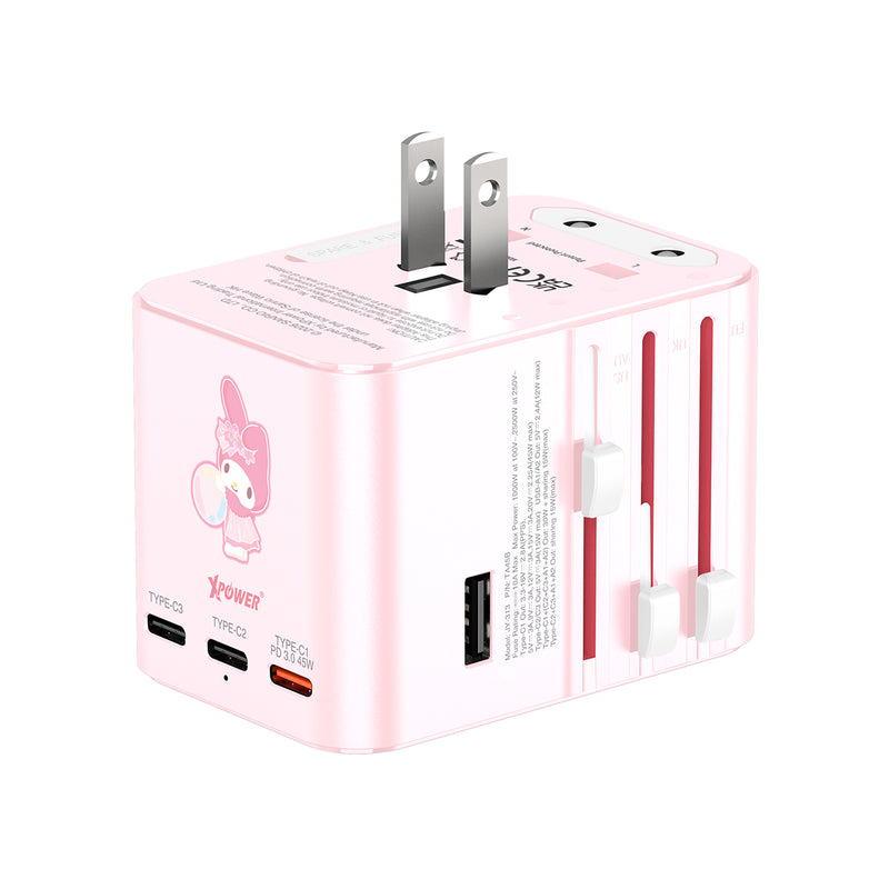 XPower x Sanrio My Melody TA45B 45W 6输出 PD3.0/PPS快充旅行充电器(mm2)