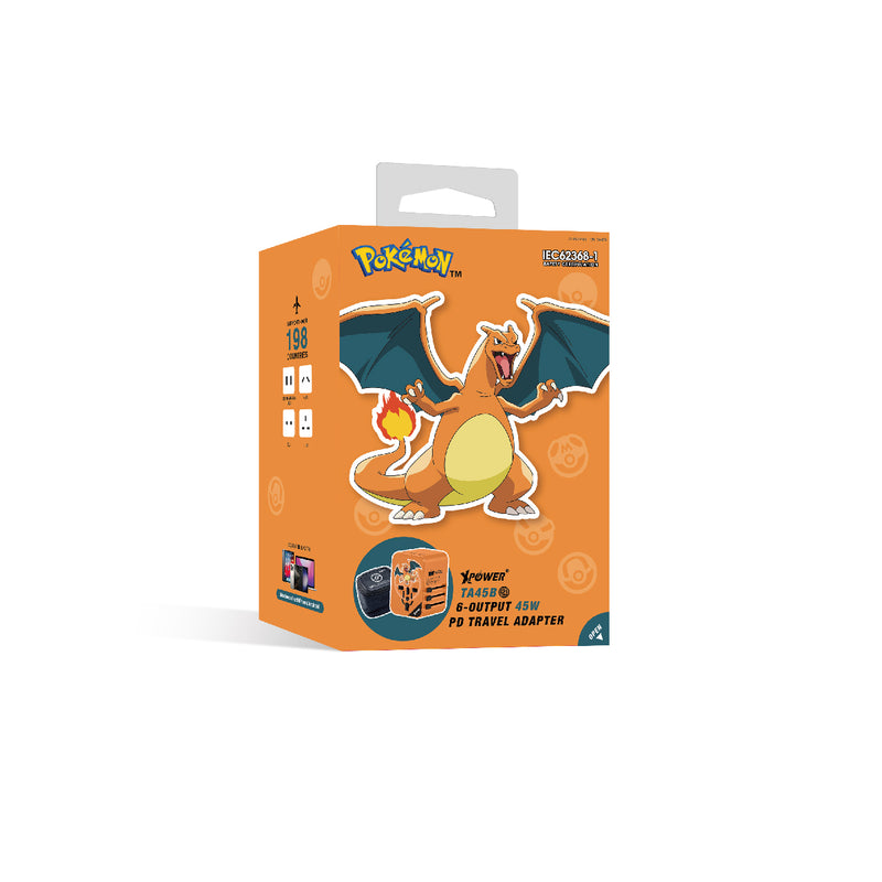 XPower x Pokémon Charizard TA45B 45W 6-Output PD3.0/PPS Fast Charge Travel Charger Pokemon