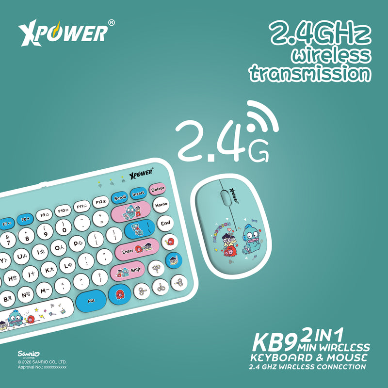 (預售產品)XPower x Sanrio Hangyodon KB9 2合1 2.4G 無線鍵盤滑鼠套裝
