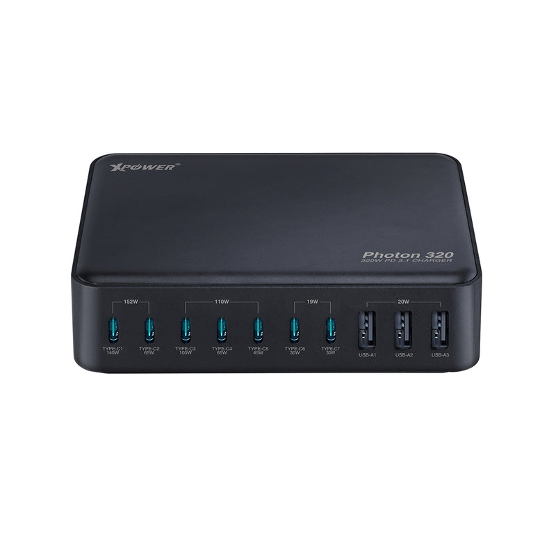 XPower PHOTON 320 320W 10 合 1  PD3.1/PPS 桌上型快速充電器