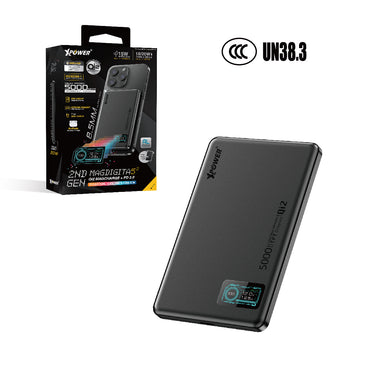 (3C可追溯二維碼)XPower MagDigita5² 第2代彩屏顯示磨沙玻璃外殼 5000mAh PD3.0+QI2 磁吸移動電源 MDT52