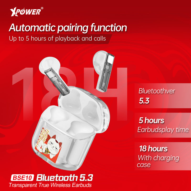 XPower x Audacious Alliance BSE10 Transparent True Wireless Bluetooth 5.3 Earbuds
