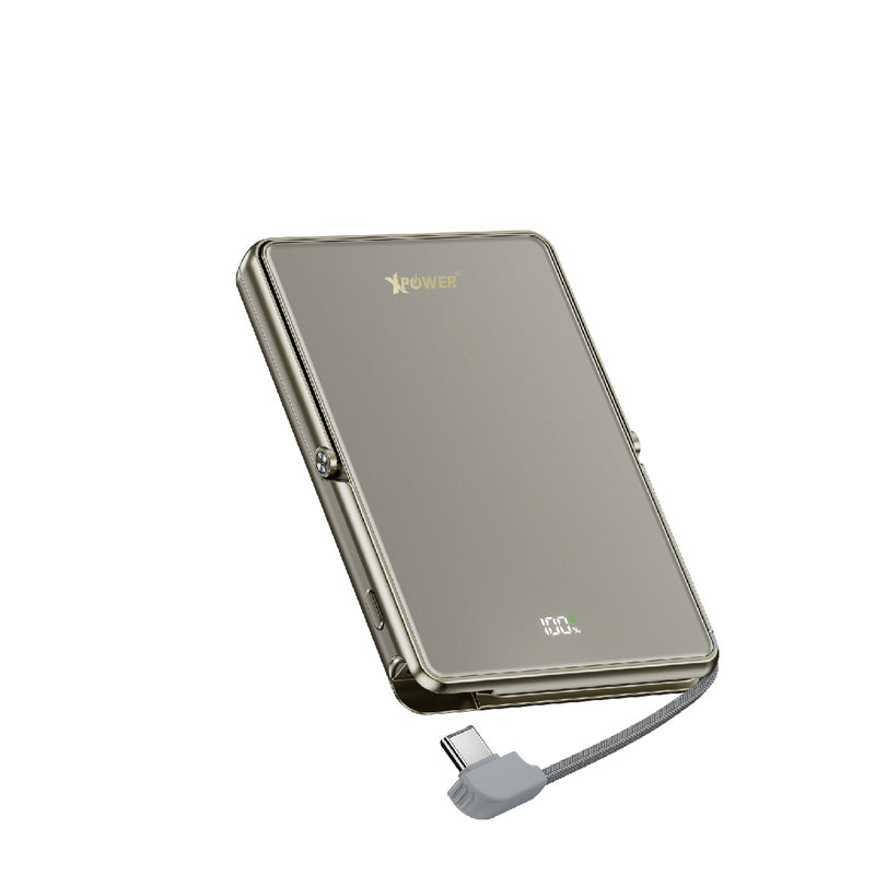 (隨機顏色)(外殼不完美)XPower M10K2 5合1鋅合金支架數顯  10000mAh PD3.0+QI2 磁吸移動電源
