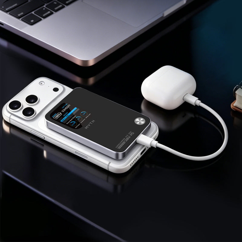 (3C可追溯二維碼)Myth MY25  3合1 PD20W Q12移動電源10000mAh 磁吸15 | 1.8寸特大TFT顯示屏
