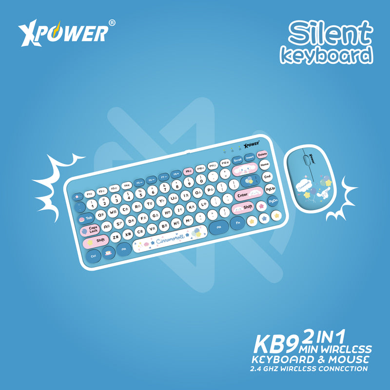 (预售产品)XPower x Sanrio Cinnamoroll KB9 2合1 2.4G 无线键盘鼠标套装