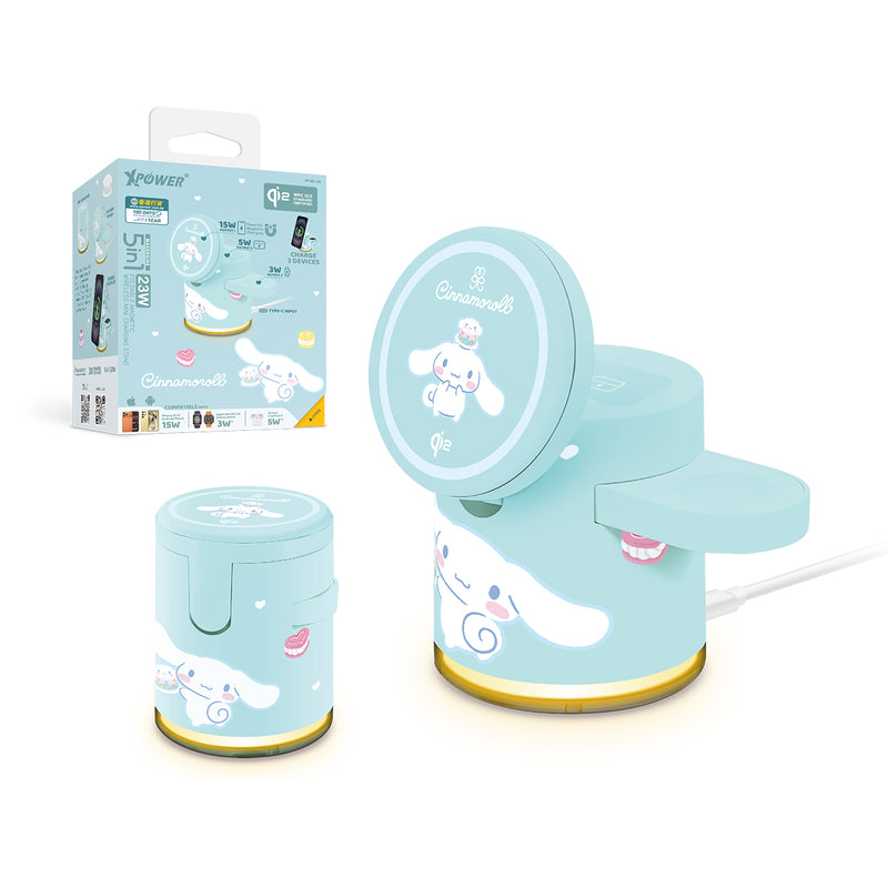 XPower x Sanrio Cinnamoroll GE1 Qi2迷你掌心5合1 MagCharge 15W磁吸无线充电座