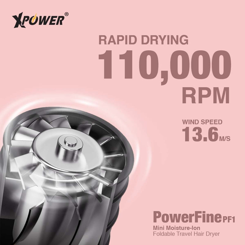 XPower POWERFINE PF1 极致轻巧可折叠100-240V负离子护发旅行风筒