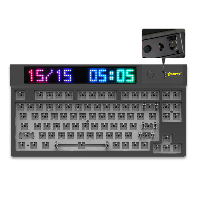 XPower Quaoar - DIY KIT三模热插拔可换轴机械键盘DIY套件连LED点阵屏