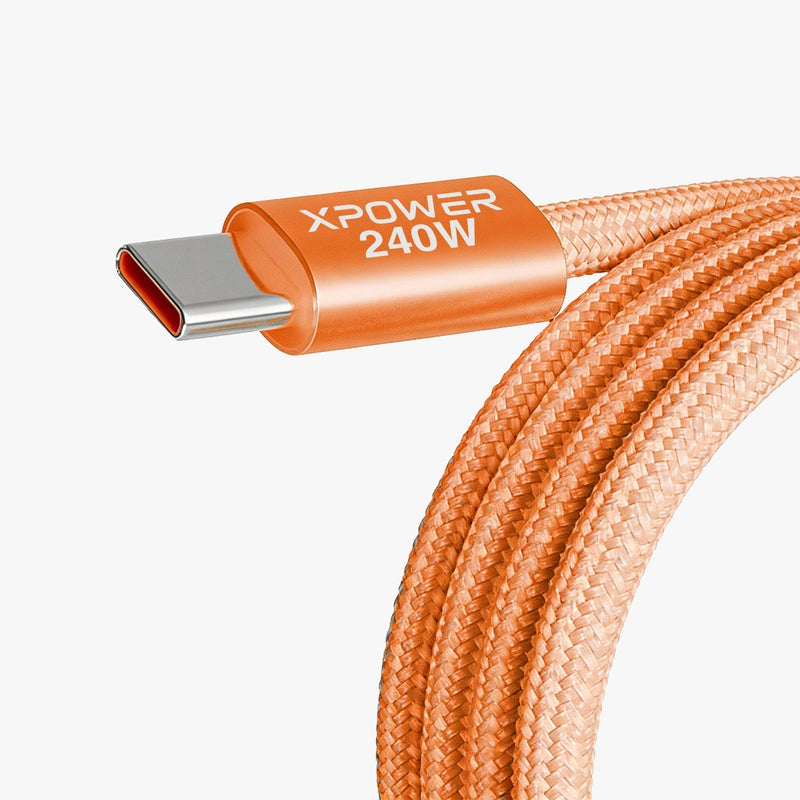 XPower CC240 240W 1.2米 鋅合金超速傳輸充電線(橙色)