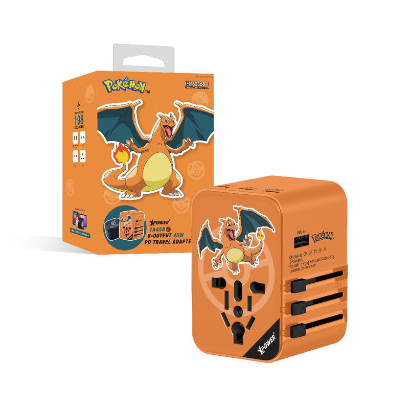 XPower x Pokémon Charizard TA45B 45W 6-Output PD3.0/PPS Fast Charge Travel Charger Pokemon