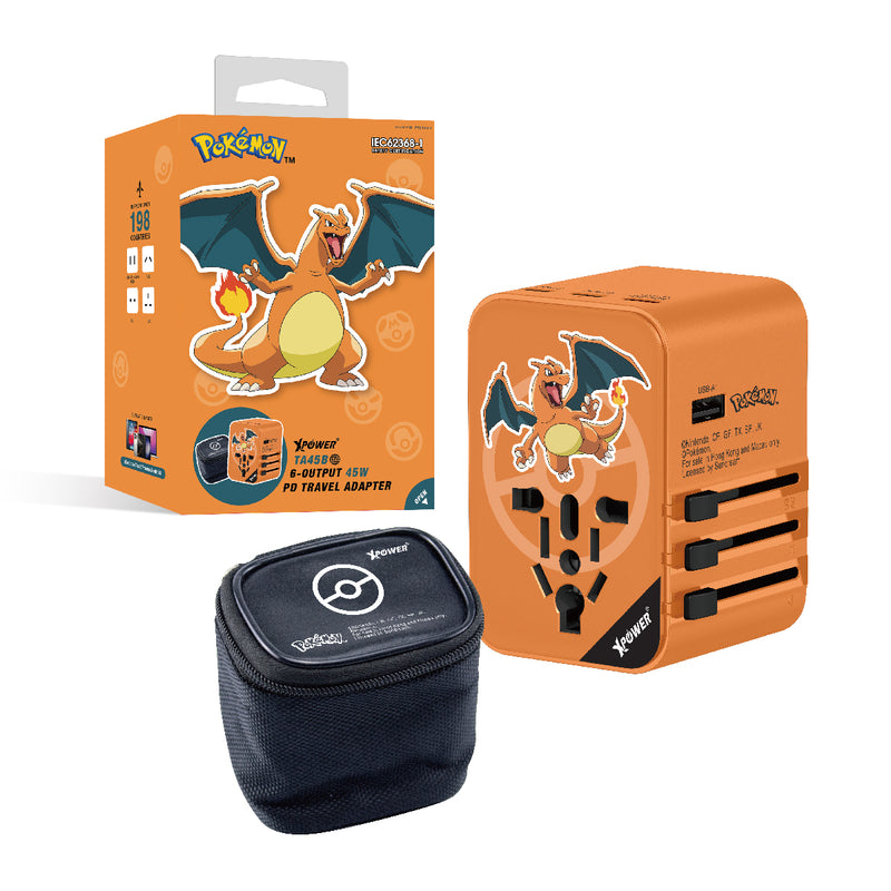 XPower x Pokémon Charizard TA45B 45W 6-Output PD3.0/PPS Fast Charge Travel Charger Pokemon