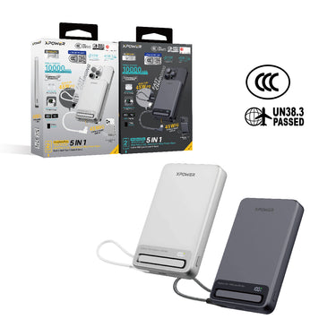 (3C可追溯二維碼)XPower MagNetoPlus Q10 Pro鋁合金10000mAh 45W PD3.0支架內置線及數顯QI2磁吸移動電源